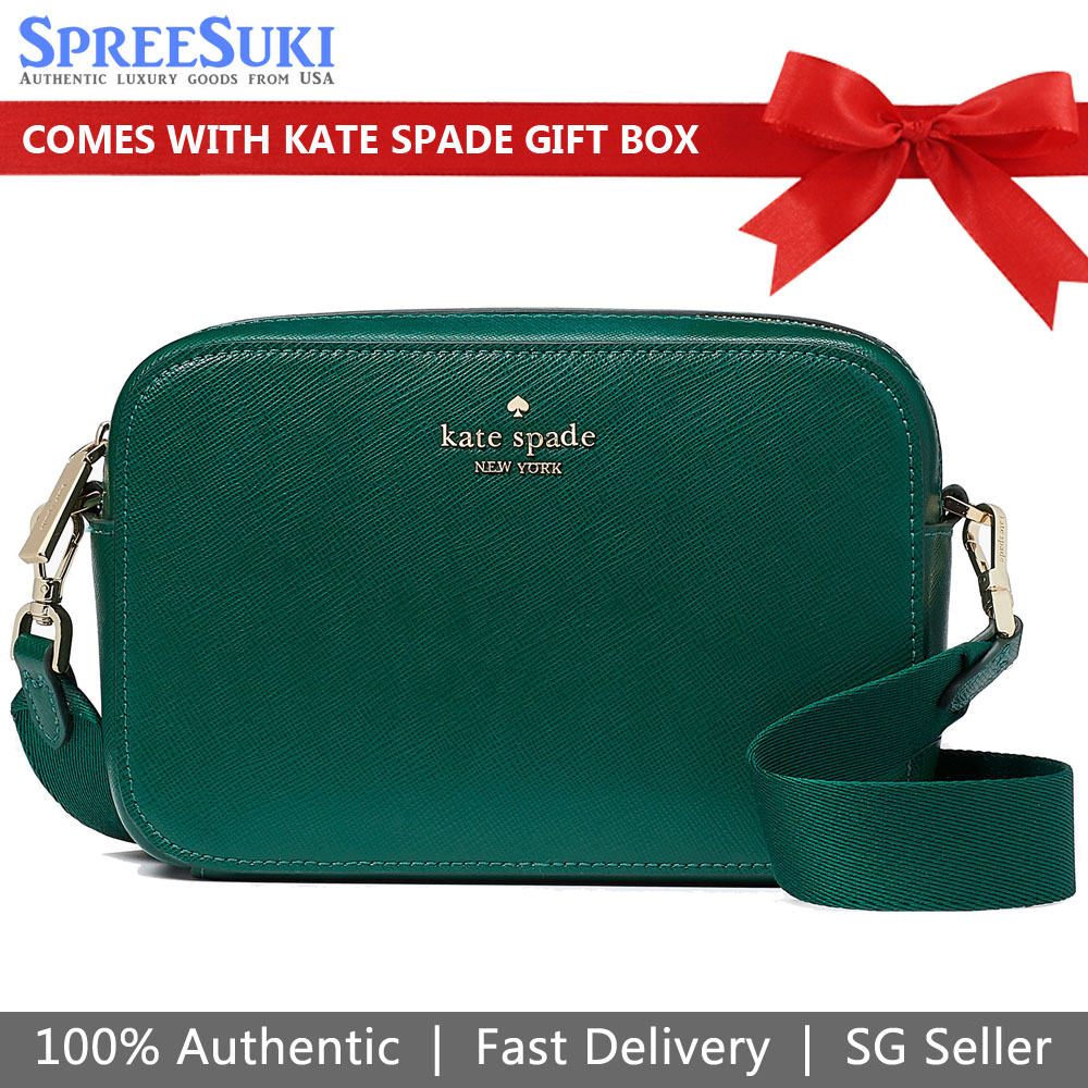 Kate Spade Madison Saffiano Leather Mini Camera Crossbody Deep Jade Green # KC584