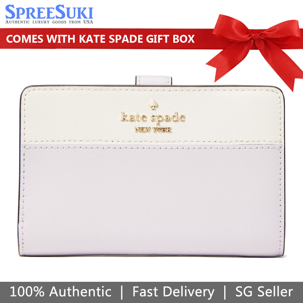 Kate Spade Medium Wallet Madison Medium Compact Bifold Wallet Lilac Moon # KC511