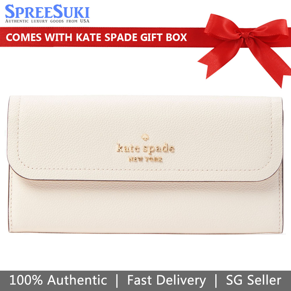 Kate Spade Rosie Large Leather Flap Wallet Parchment White # KB014