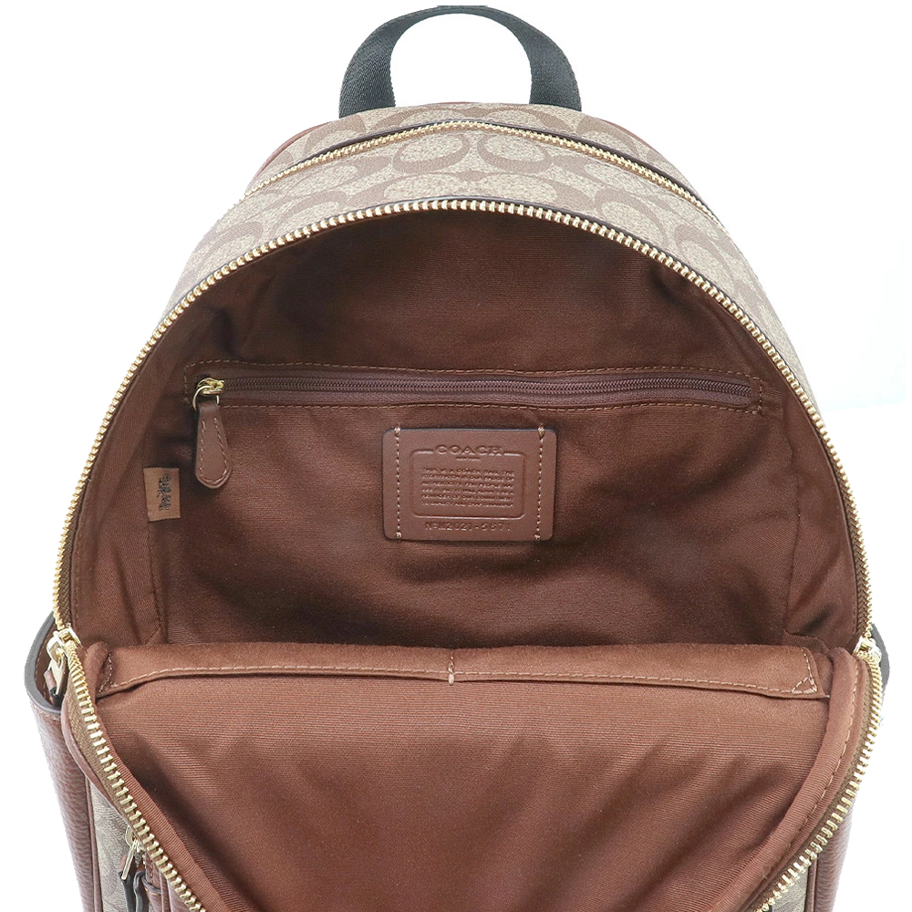 Coach Court Backpack In Signature Canvas Khaki / Saddle Brown # 5671