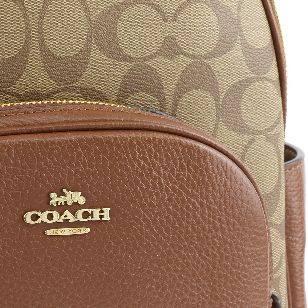 Coach Court Backpack In Signature Canvas Khaki / Saddle Brown # 5671