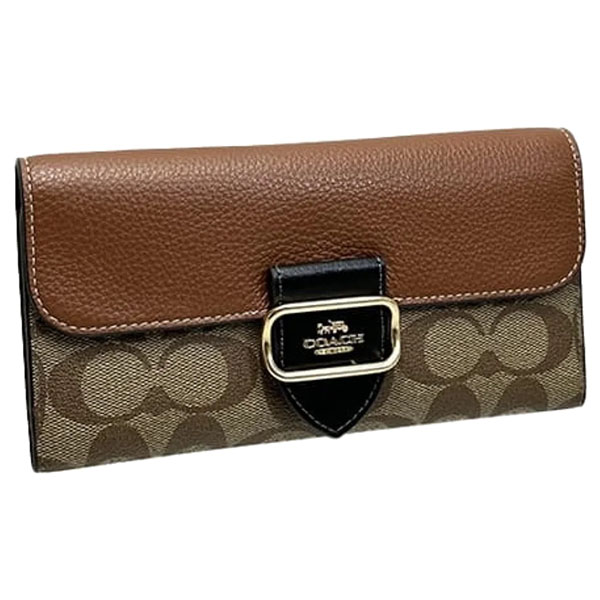 Coach Morgan Slim Wallet In Colorblock Signature Canvas Khaki Multi / Gold # CP246