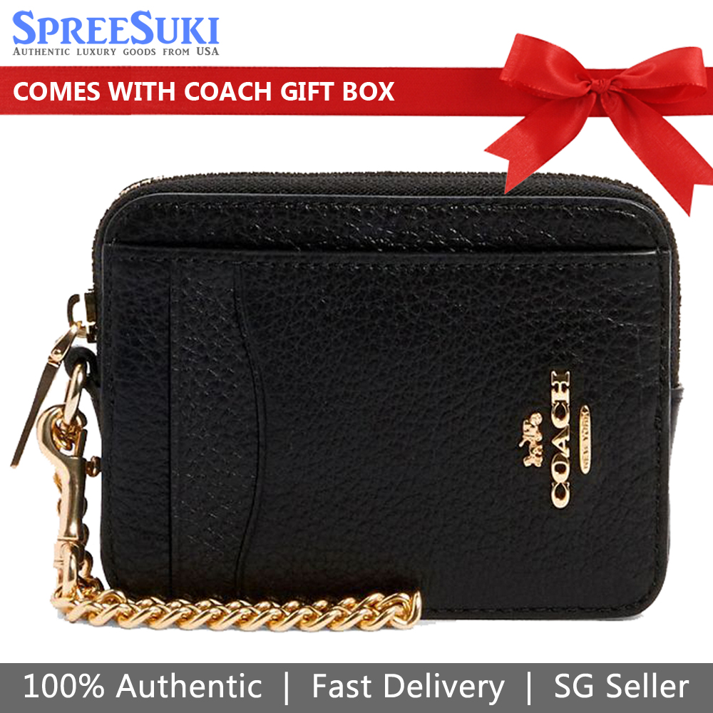 Coach Zip Card Case Black # 6303