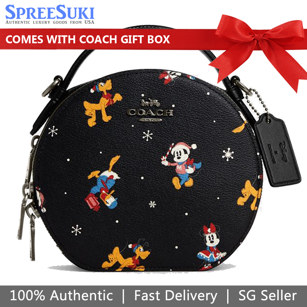 Coach Disney Canteen Crossbody With Holiday Print Black # CM846