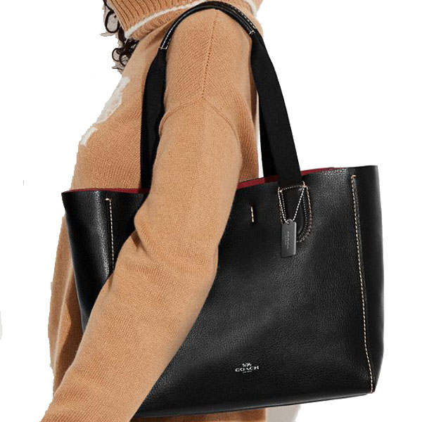 Coach Derby Tote In Pebble Leather Black # 58660