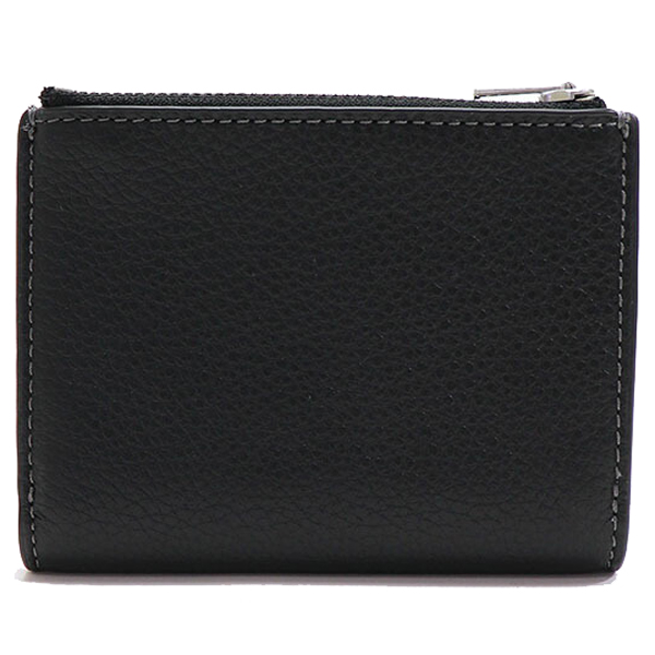 Coach Pebble Leather Bifold Wallet Black Silver # CM315