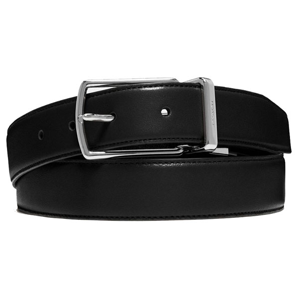 Coach Men Harness Buckle Cut To Size Reversible Belt 32Mm Black Dark Brown # CQ020