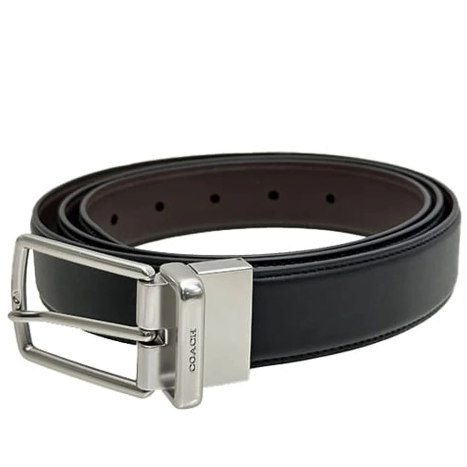 Coach Men Harness Buckle Cut To Size Reversible Belt 32Mm Black Dark Brown # CQ020