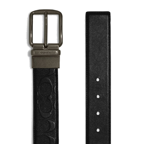 Coach Men Harness Buckle Cut To Size Reversible Belt 38Mm Black # CQ024