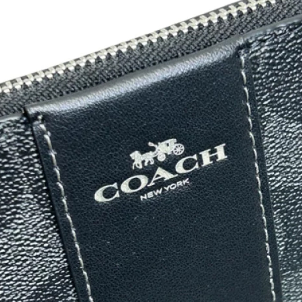 Coach Small Wristlet Corner Zip Wristlet In Signature Canvas Graphite Black # CS602