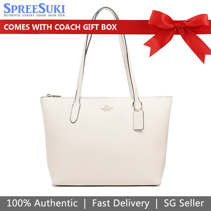 Coach Zip Top Tote Im / Chalk # 4454