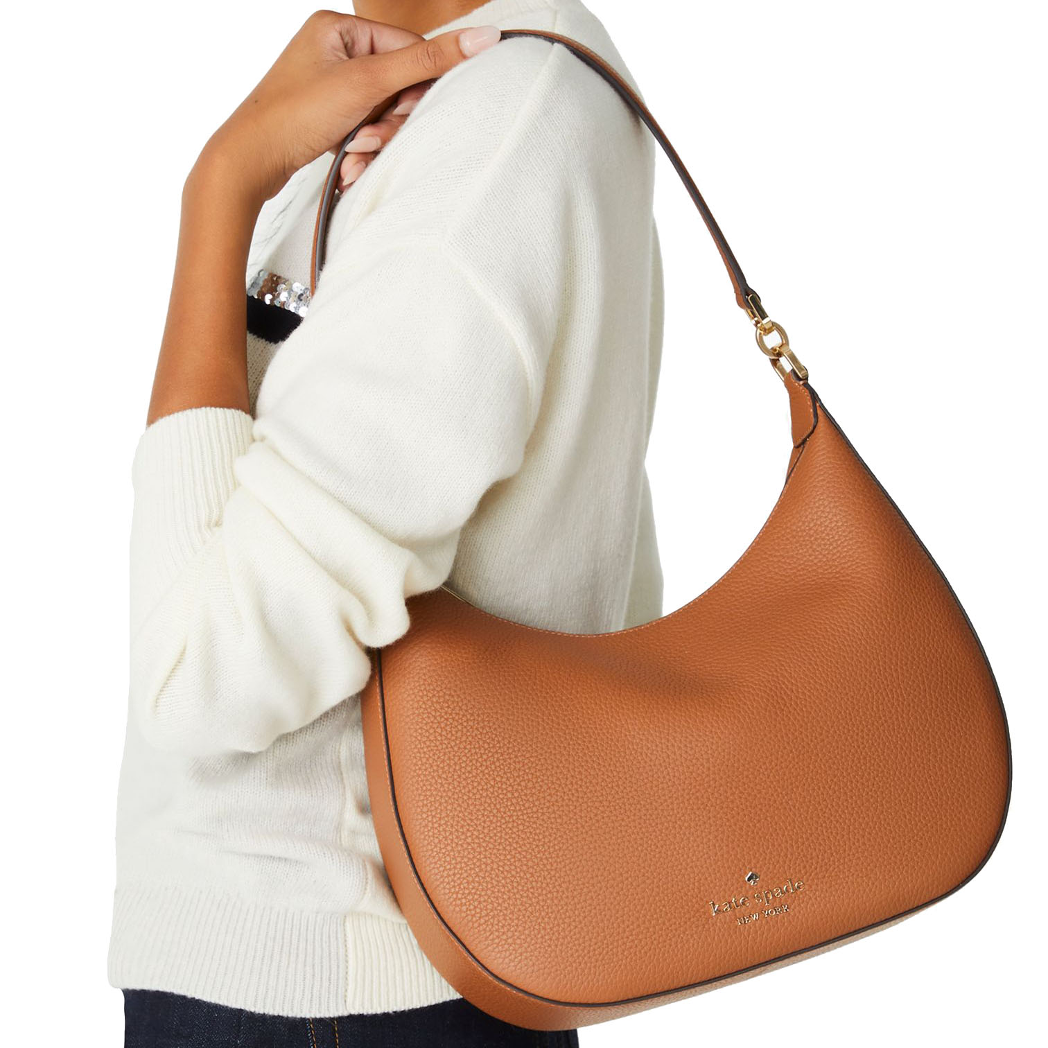 Kate Spade Crossbody Bag Sling Janie Pebbled Leather Shoulder Bag Warm Gingerbread Brown # KE660