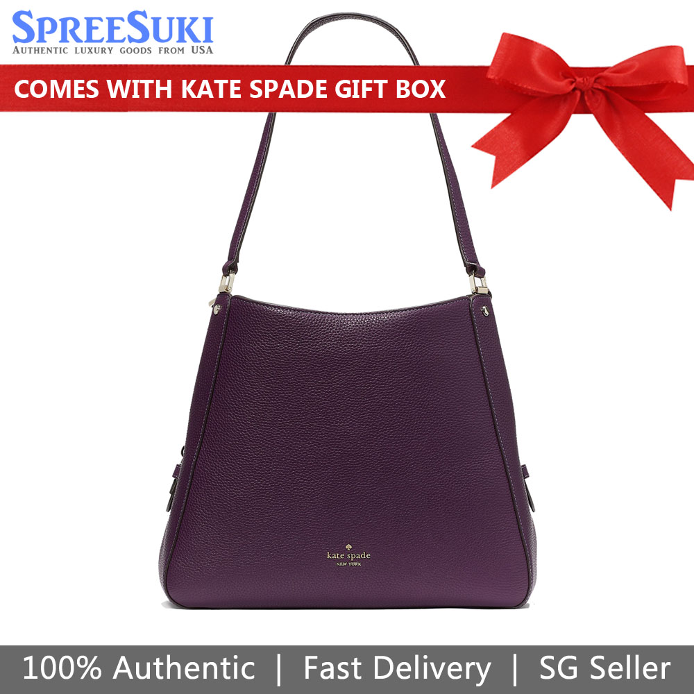 Kate Spade Tote Leila Medium Triple Compartment Shoulder Bag Ripe Plum # WKR00344