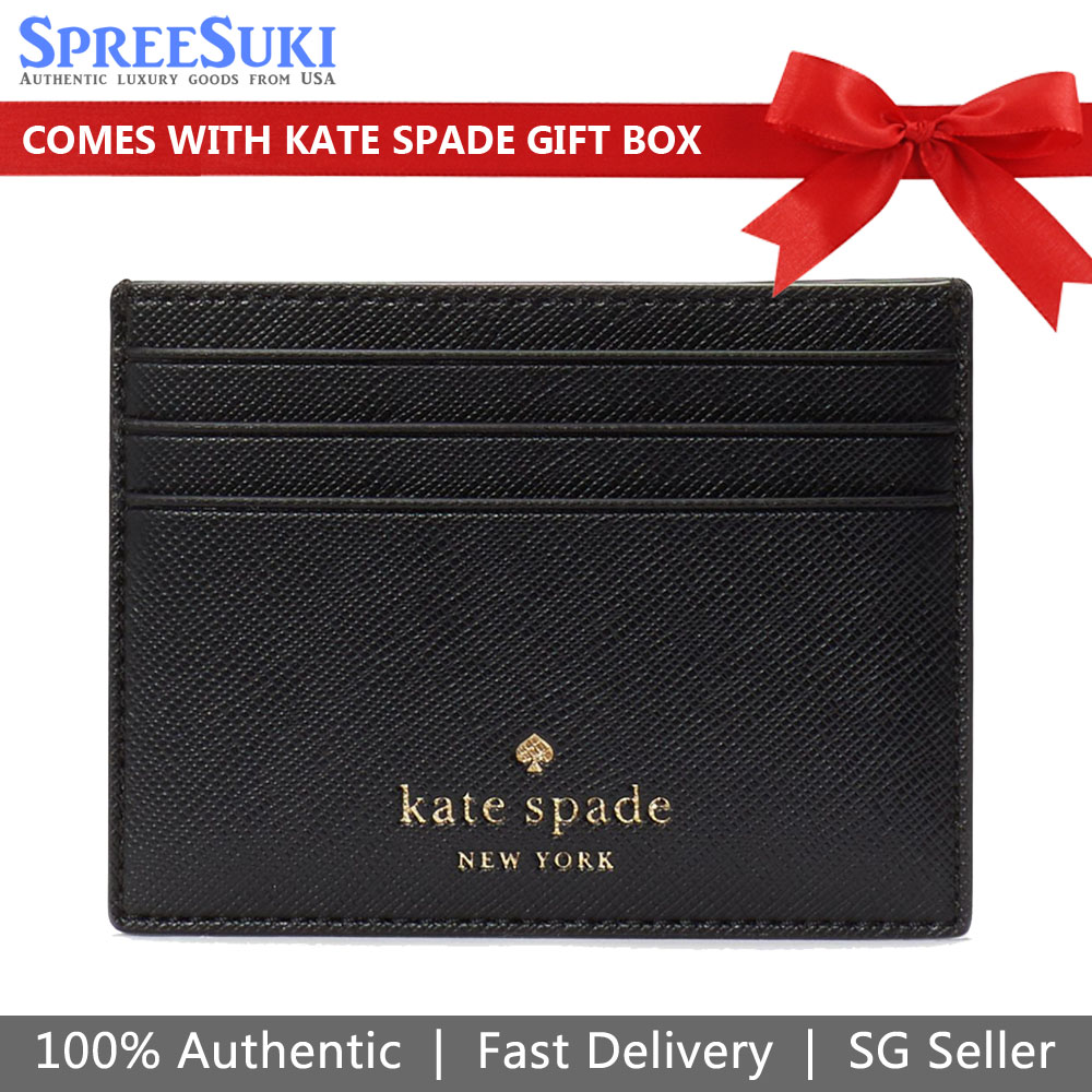 Kate Spade Schuyler Small Slim Card Holder Saffiano Black # KE703