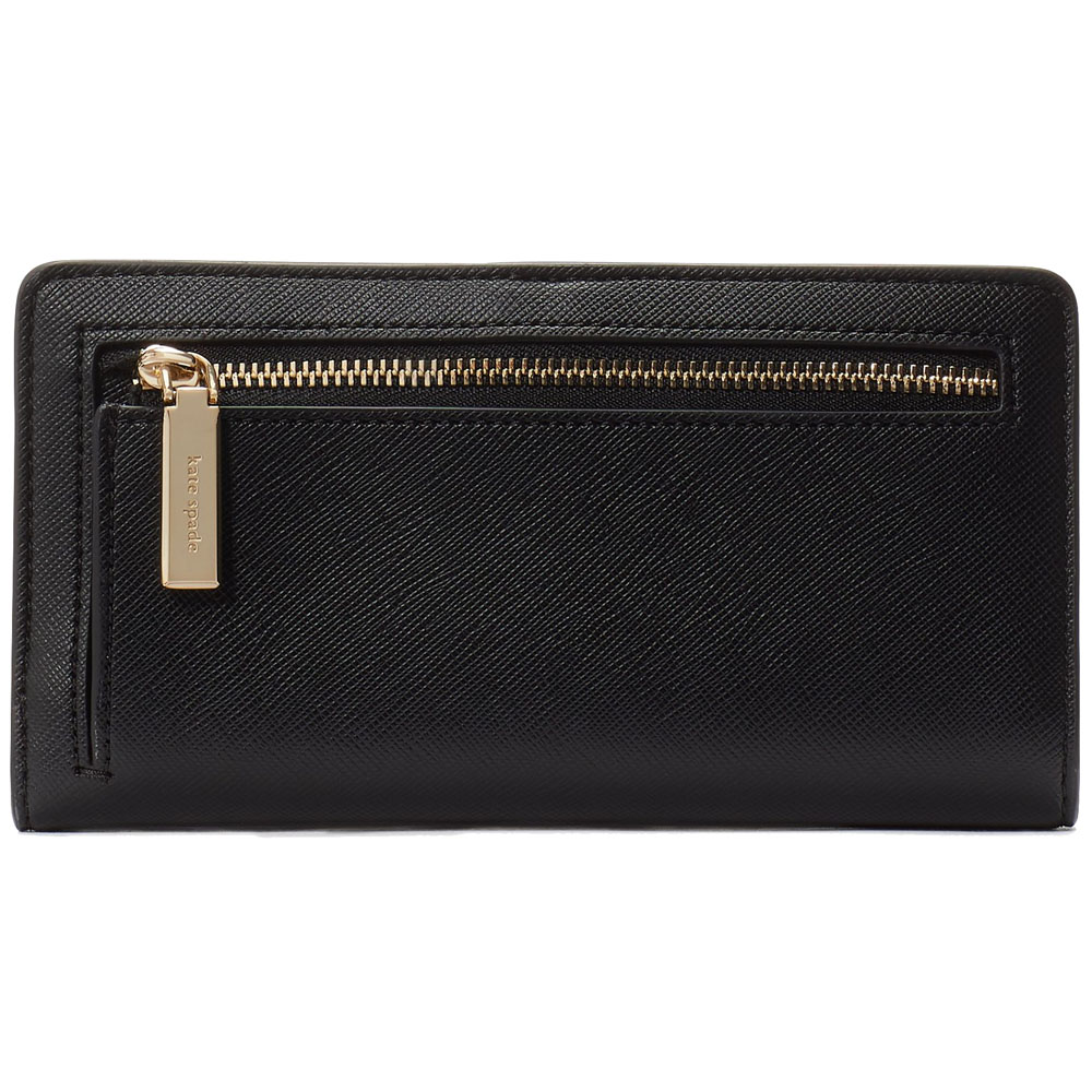 Kate Spade Long Wallet Medium Wallet Schuyler Large Slim Bifold Wallet Black Black # KE813