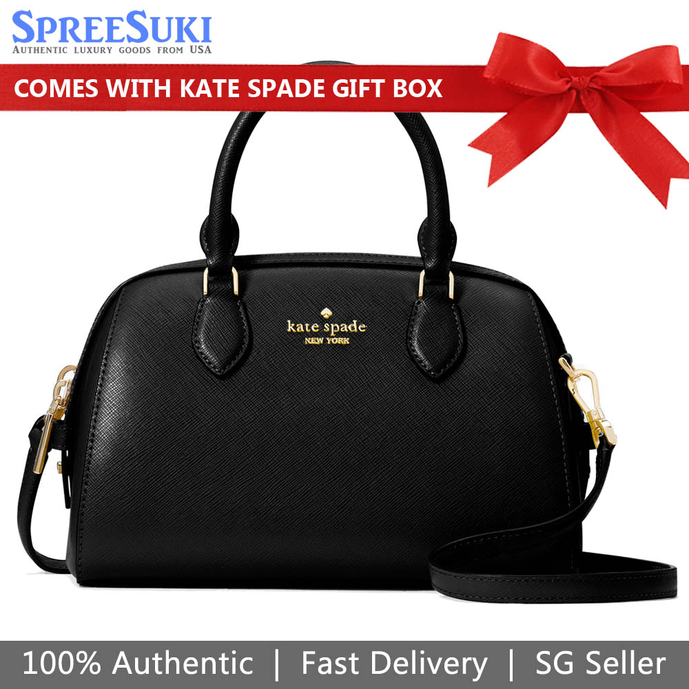 Kate Spade Madison Saffiano Leather Duffle Crossbody Bag Sling Black # KF493