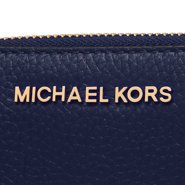 Michael Kors Long Wallet Jet Set Travel Large Three Quarter Zip Leather Navy Dark Blue # 35H8GTVZ3LD1