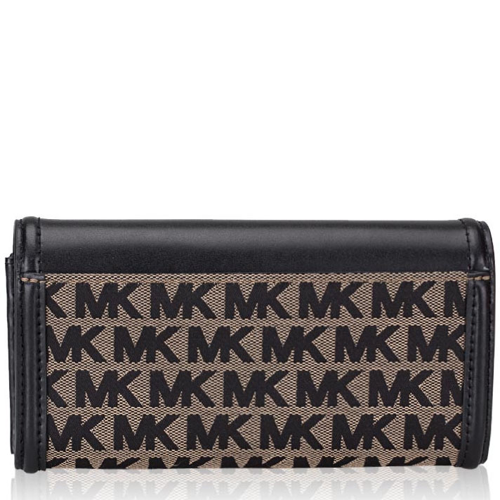 Michael Kors Fulton Large Flap Continental Wallet Beige / Black # 35F9GFTE3JD1