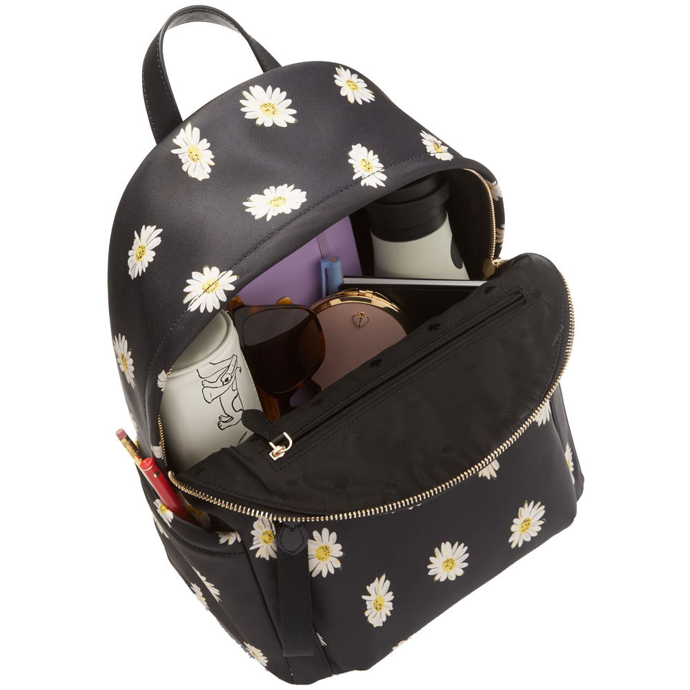 Kate Spade Chelsea Nylon Medium Backpack Floral Daisy Black # KA747