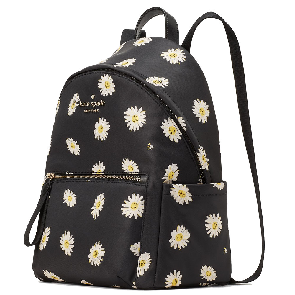 Kate Spade Chelsea Nylon Medium Backpack Floral Daisy Black # KA747