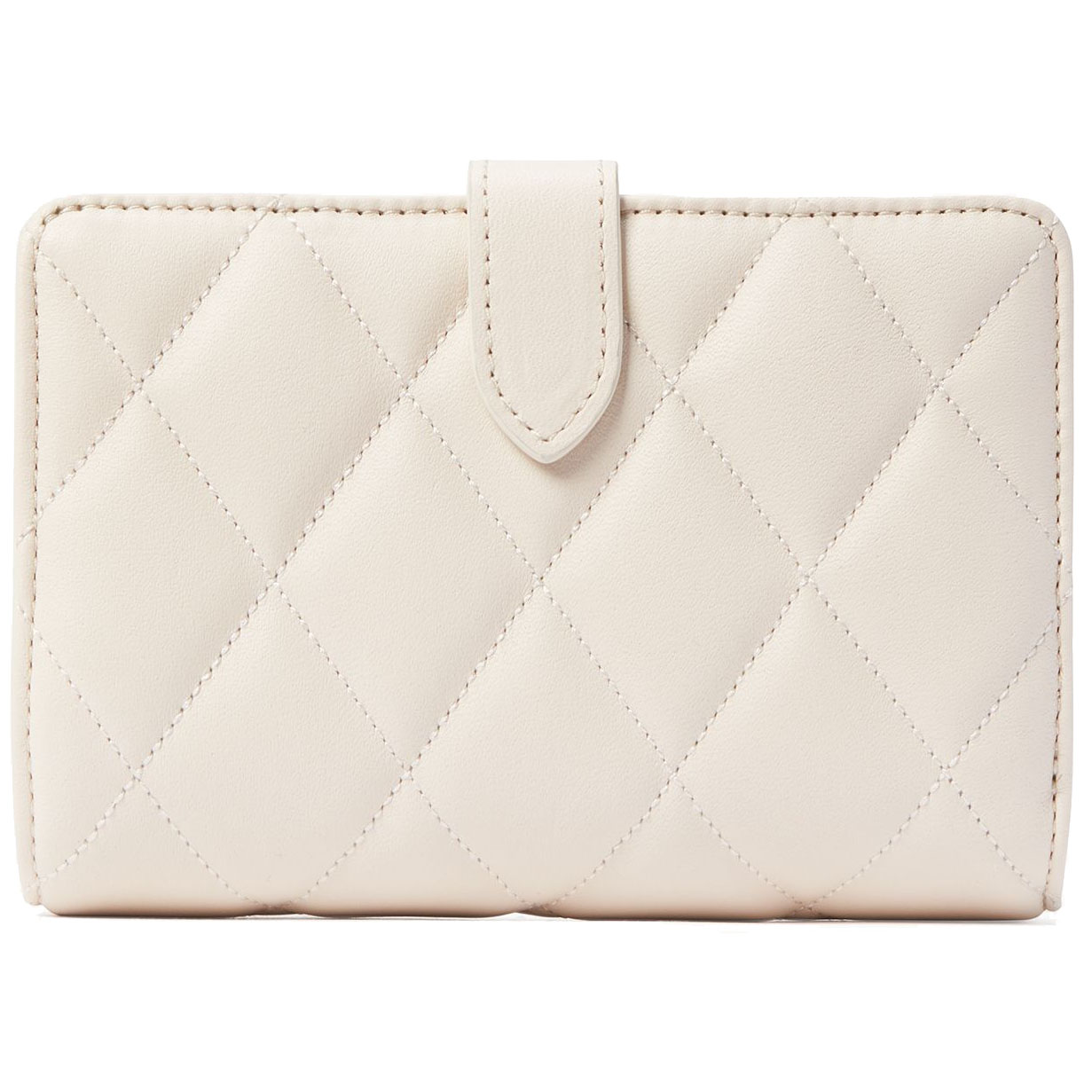 Kate Spade Carey Smooth Quilted Leather Medium Wallet Parchment White # KA591