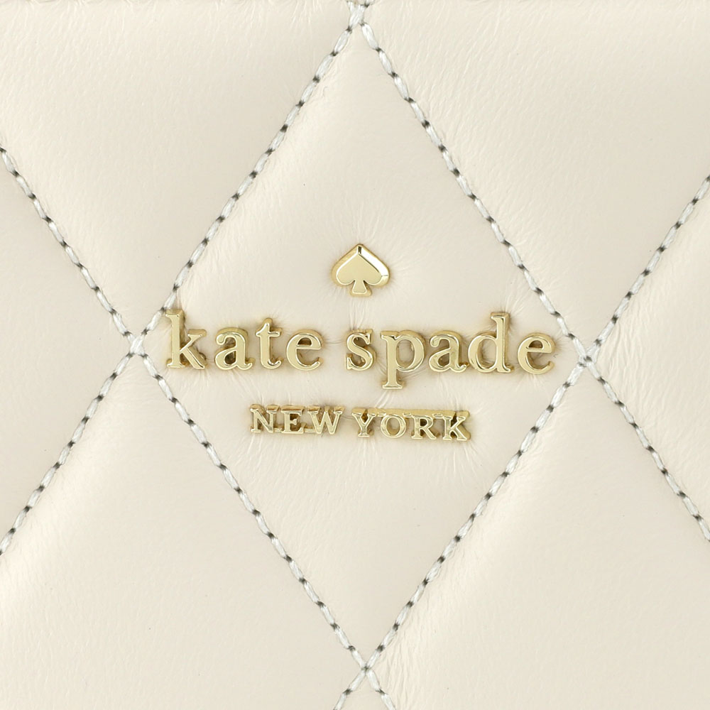 Kate Spade Carey Smooth Quilted Leather Medium Wallet Parchment White # KA591