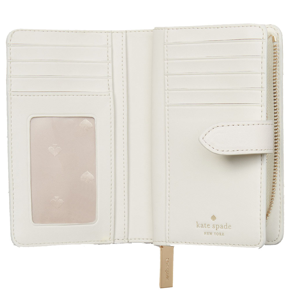 Kate Spade Carey Smooth Quilted Leather Medium Wallet Parchment White # KA591