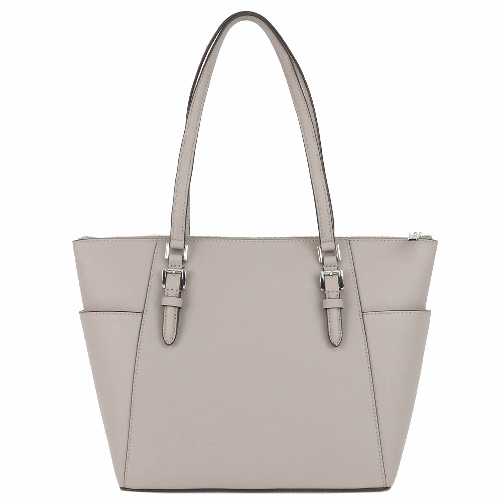 Michael Kors Tote Shoulder Bag Charlotte Saffiano Leather Large Tote Pearl Grey # 35F0SCFT3LD1