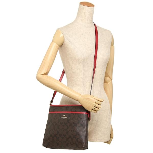 Coach Crossbody Bag In Gift Box File Crossbody In Signature Canvas Brown / True Red # F29210D1