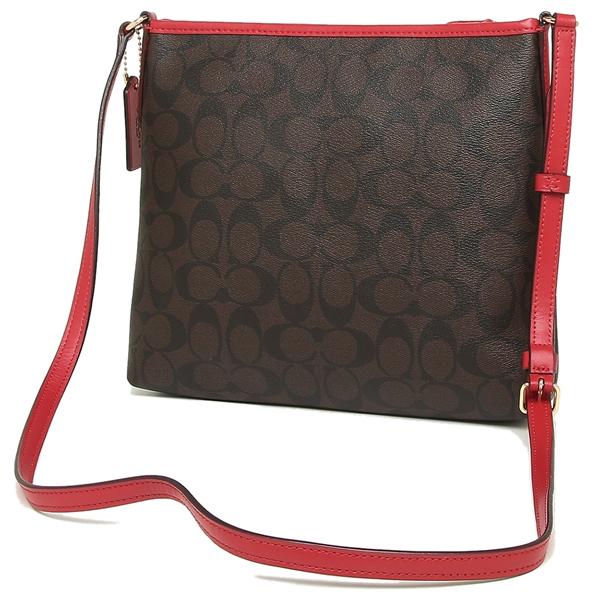 Coach Crossbody Bag In Gift Box File Crossbody In Signature Canvas Brown / True Red # F29210D1