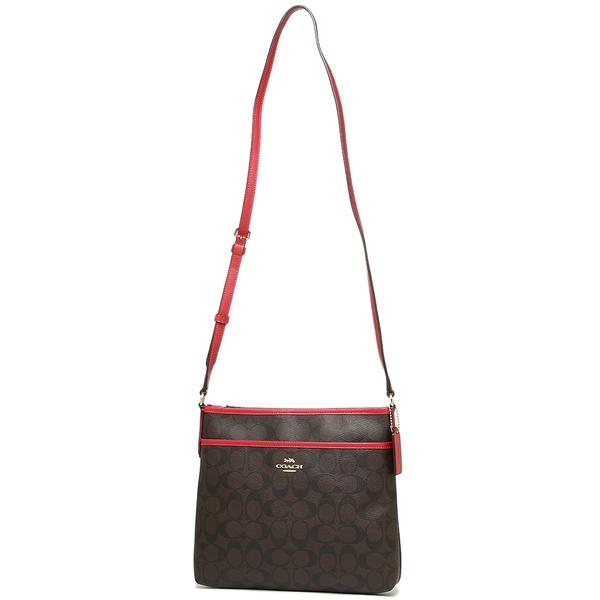 Coach Crossbody Bag In Gift Box File Crossbody In Signature Canvas Brown / True Red # F29210D1