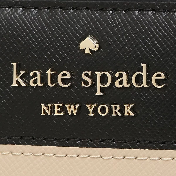 Kate Spade Small Wallet Small Zip Around Wallet Warm Beige Black # WLR00636D3