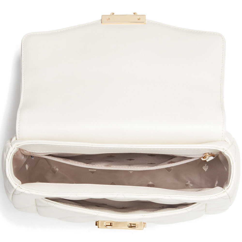 Kate Spade Crossbody Bag Shoulder Bag Carey Small Smooth Quilted Leather Parchment Off White # KA767D4