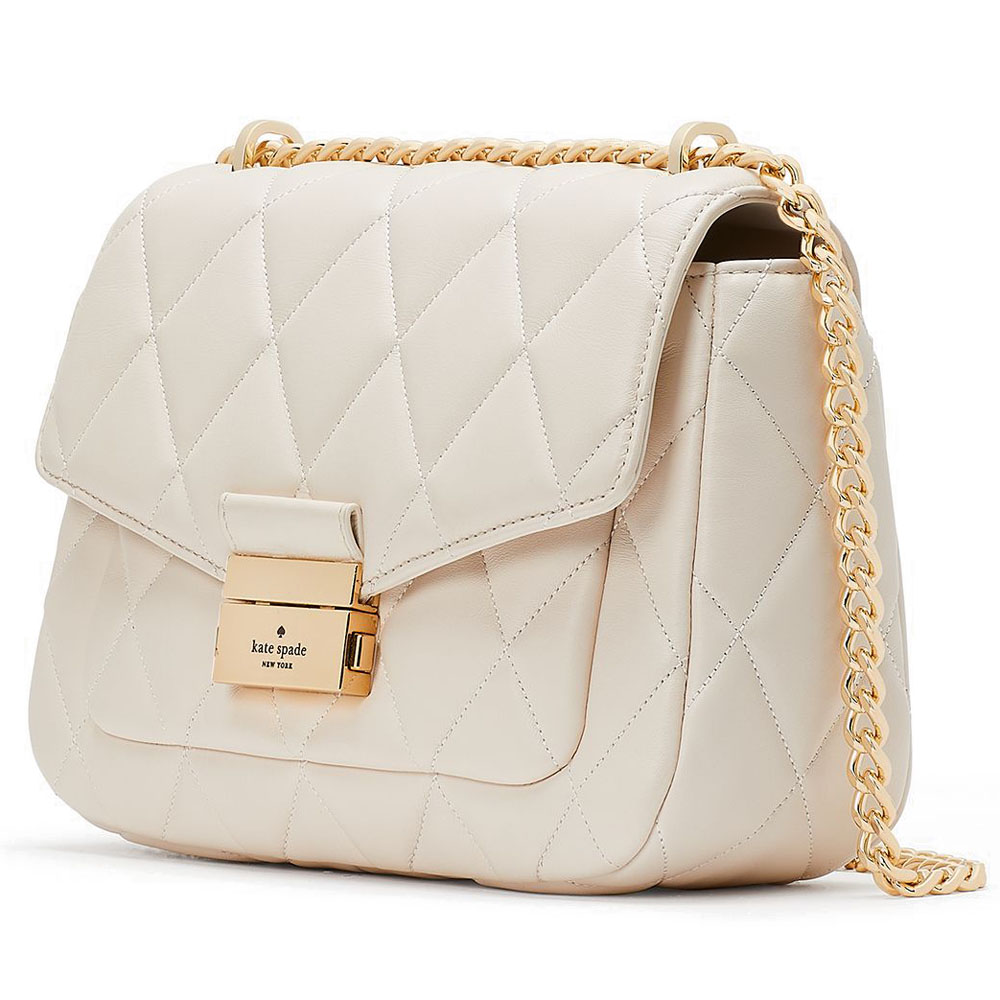 Kate Spade Crossbody Bag Shoulder Bag Carey Small Smooth Quilted Leather Parchment Off White # KA767D4