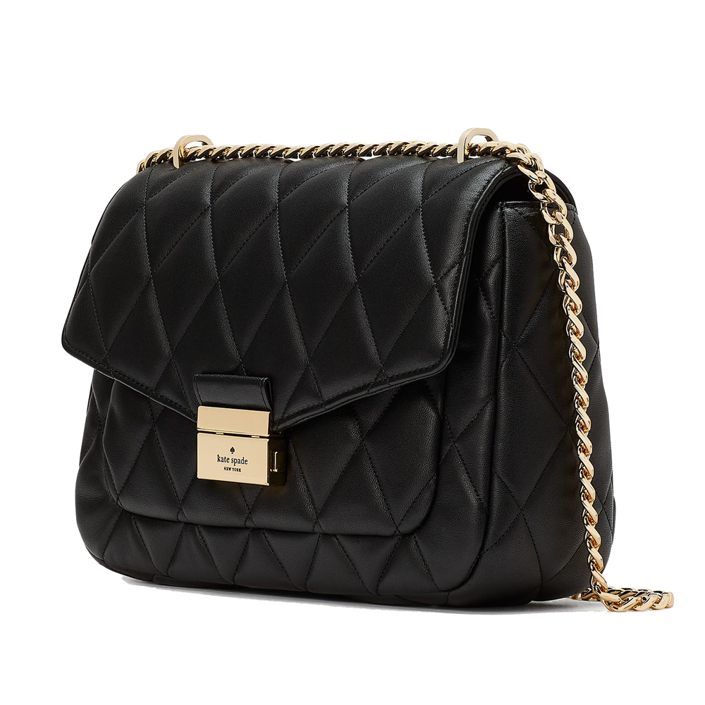 Kate Spade Carey Smooth Quilted Leather Medium Crossbody Shoulder Bag Black # KA766D8