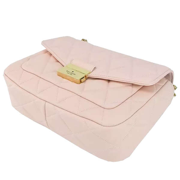 Kate Spade Carey Smooth Quilted Leather Small Flap Shoulder Bag Conch Pink # KA767