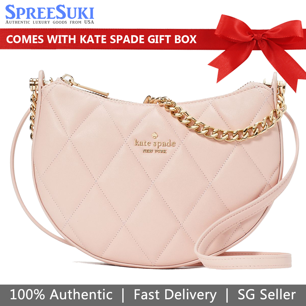 Kate Spade Carey Smooth Quilted Crossbody Conch Pink # KC495