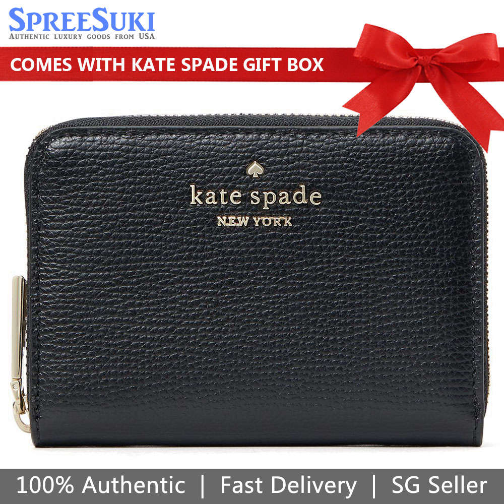 Kate Spade Small Wallet Darcy Small Zip Around Card Case Wallet Black # WLR00548D1