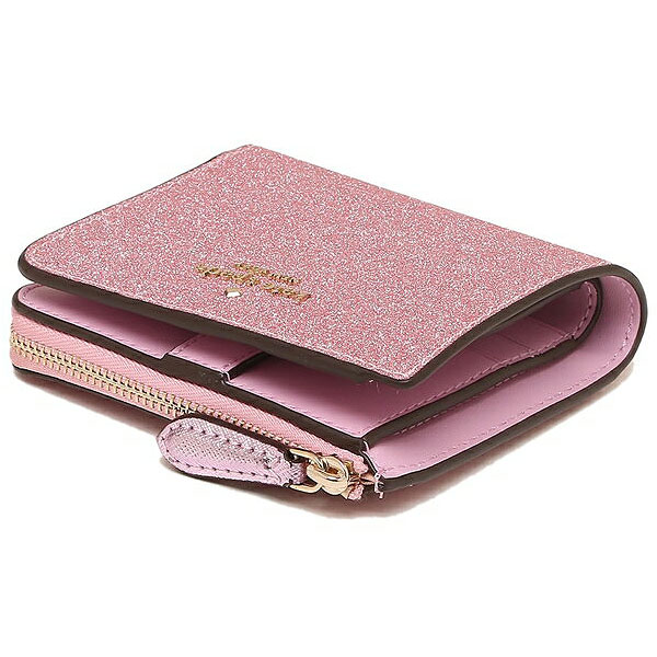 Kate Spade Small Wallet Lola Glitter Boxed Small L-Zip Bifold Rose Pink # WLR00213D1