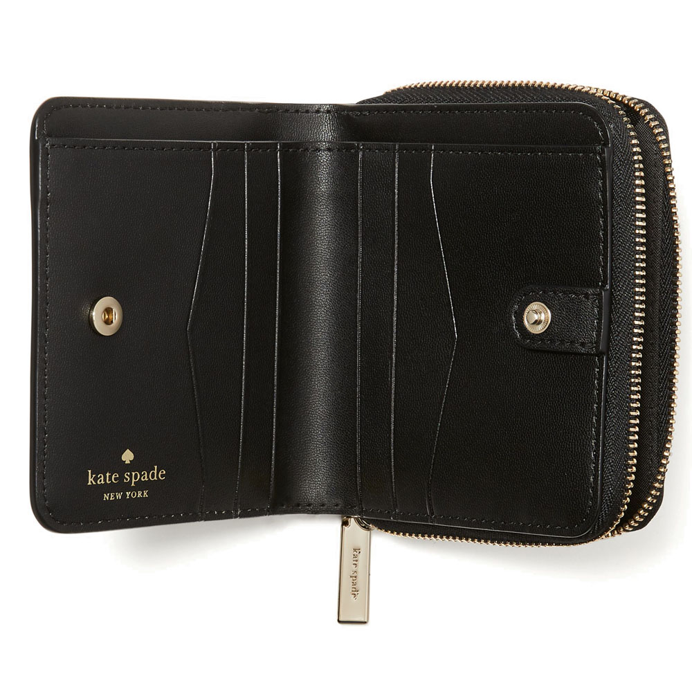 Kate Spade Small Wallet Small Zip Around Bifold Wallet Black # WLR00634D4