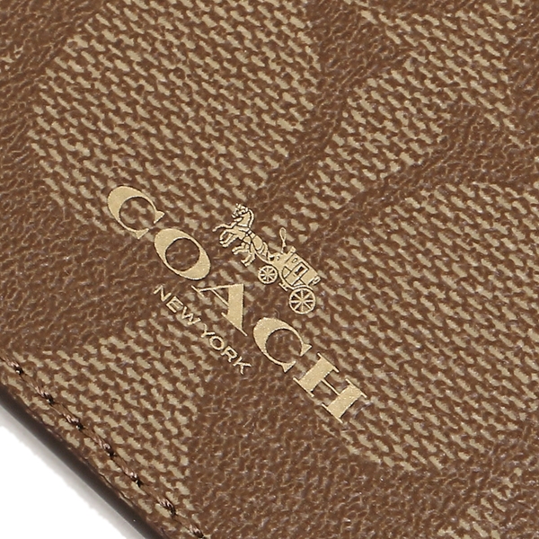 Coach Lanyard Card Case Signature Pvc Lanyard Id Khaki / Saddle Brown # F63274D12