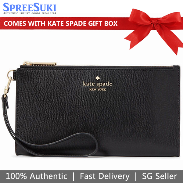 Kate Spade Madison Double Zip Saffiano Leather Wristlet Black # KC588D1