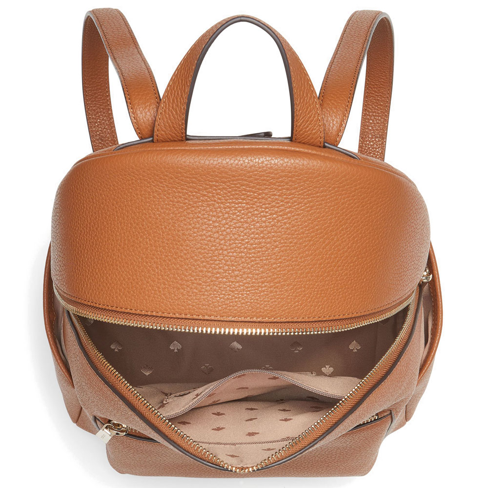 Kate Spade Leila Pebbled Leather Medium Dome Backpack Warm Gingerbread Brown # K8155D1