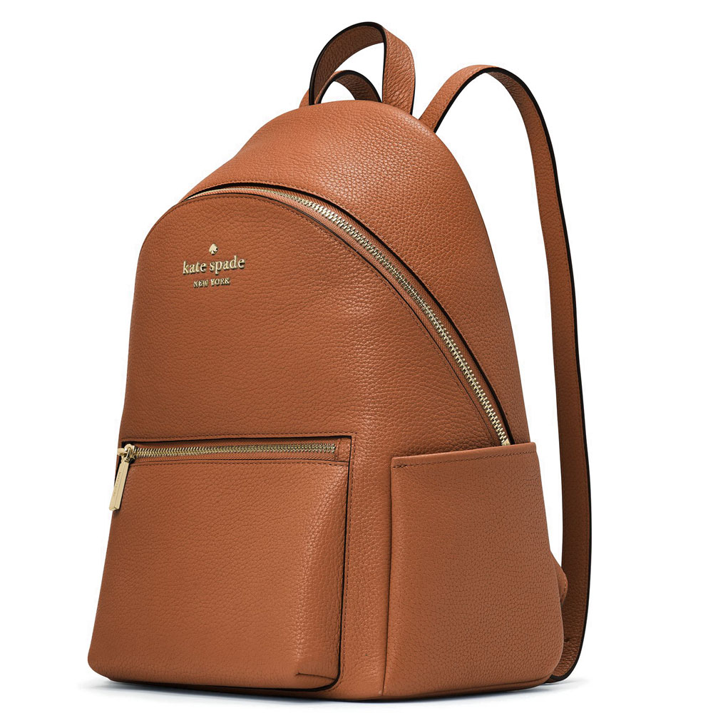 Kate Spade Leila Pebbled Leather Medium Dome Backpack Warm Gingerbread Brown # K8155D1