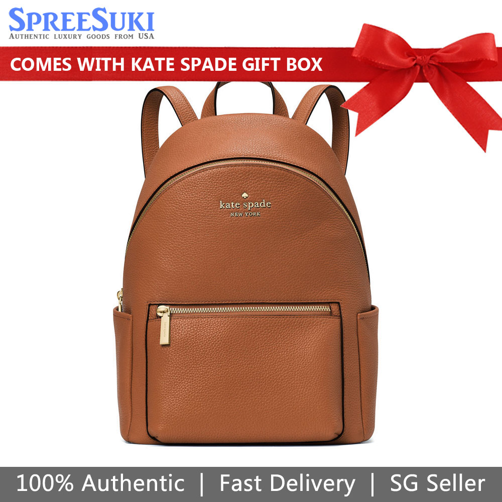 Kate Spade Leila Pebbled Leather Medium Dome Backpack Warm Gingerbread Brown # K8155D1