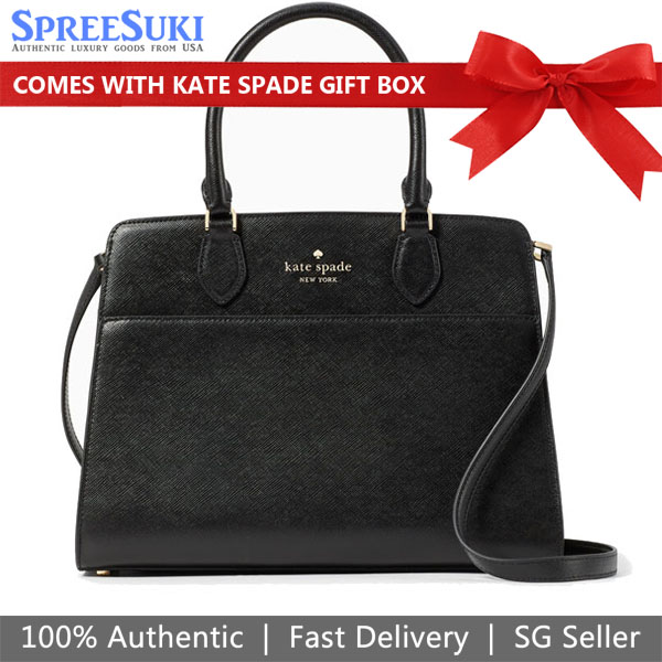 Kate Spade Crossbody Bag Madison Saffiano Leather Medium Satchel Black # KC436D4
