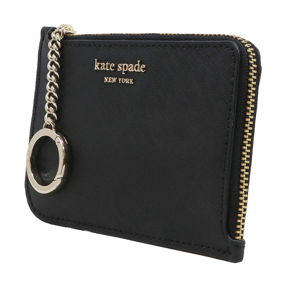 Kate Spade Card Case In Gift Box Cameron Medium Lzip Card Holder Black # WLRU5439D2