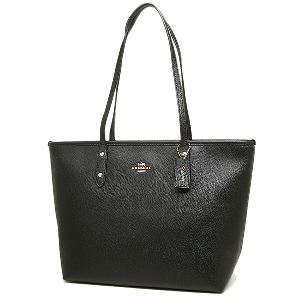 Coach Shoulder Bag With Gift Bag City Zip Tote In Crossgrain Leather Black # F58846D1