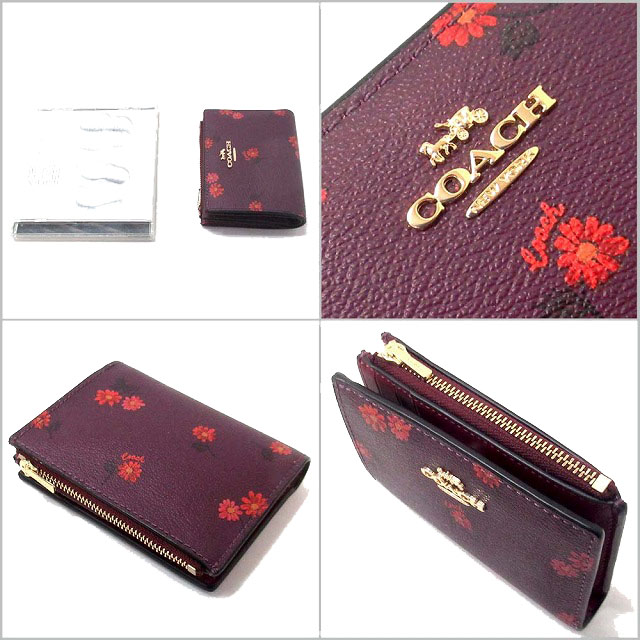 Coach Country Floral Bifold Wallet Deep Berry # CM853D1