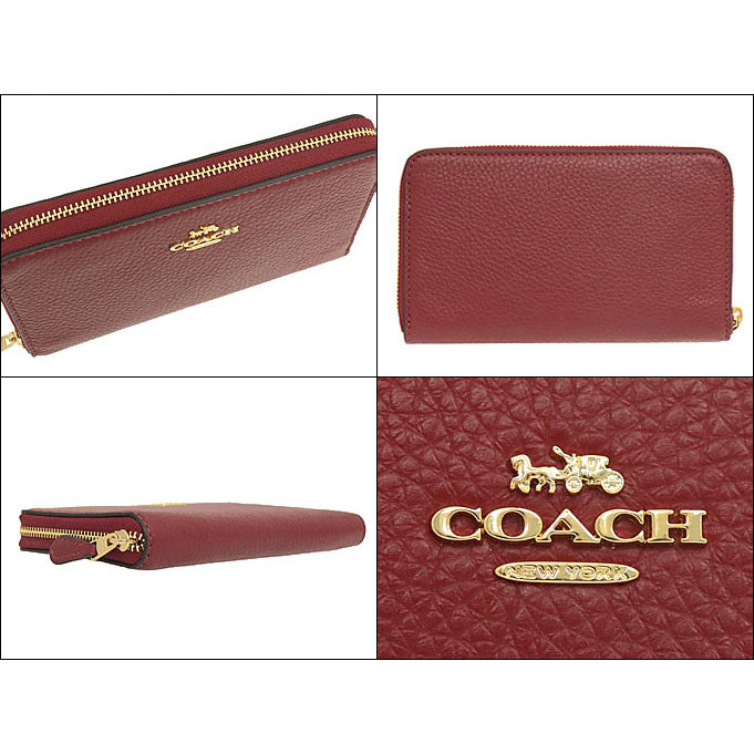 Coach Medium Wallet Medium Id Zip Wallet Red Apple # C4124